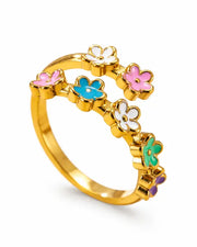 Alternate view of Fleurie Colorful Flower Wrap Ring by Zodiglow