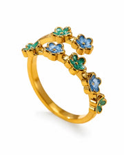 Side view of Fleurie Colorful Flower Wrap Ring by Zodiglow