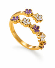 Styled view of Fleurie Colorful Flower Wrap Ring by Zodiglow