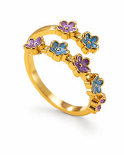 Additional view 8 of Fleurie Colorful Flower Wrap Ring by Zodiglow