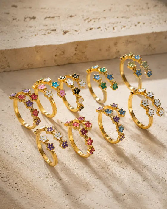 Additional view 10 of Fleurie Colorful Flower Wrap Ring by Zodiglow