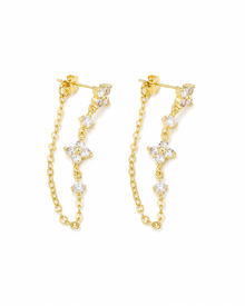 Front view of Flora Chain Drop Earrings by Zodiglow