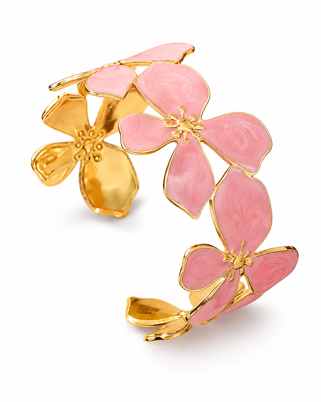 Front view of Flora Enamel Cuff Bracelet by Zodiglow