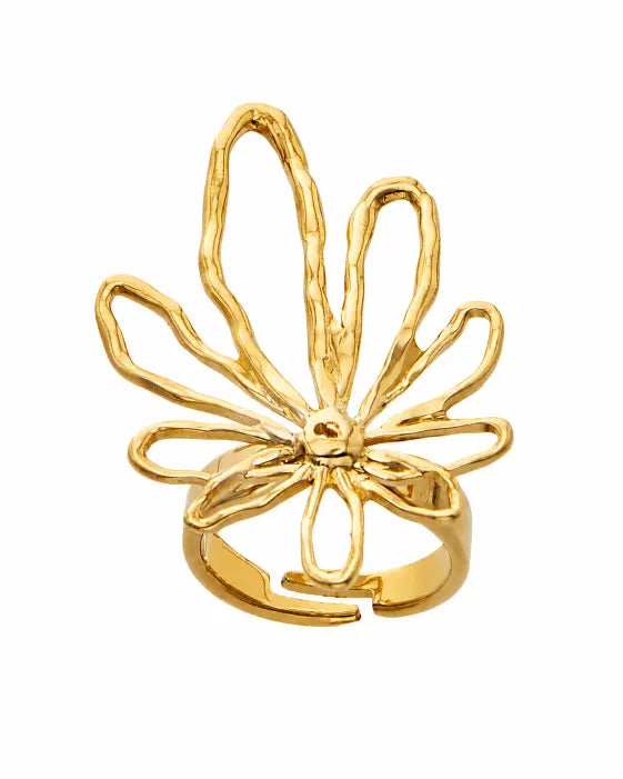 Front view of Floralia Sculptural Flower Statement Ring by Zodiglow