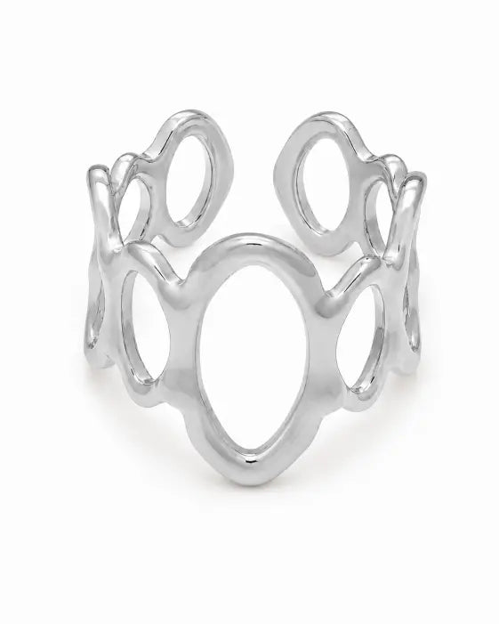 Side view of Fluid Forms Sculptural Openwork Ring Collection by Zodiglow
