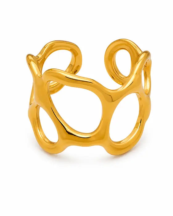 Additional view 7 of Fluid Forms Sculptural Openwork Ring Collection by Zodiglow