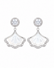 Front view of Ginkgo Shell Drop Earrings by Zodiglow