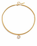 Front view of Gold Zircon Choker Necklace by Zodiglow