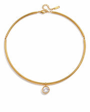 Front view of Gold Zircon Choker Necklace by Zodiglow