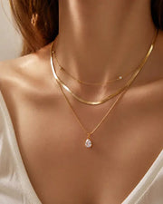Alternate view of Golden Raindrop Layered Necklace by Zodiglow