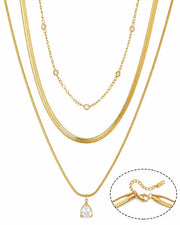 Side view of Golden Raindrop Layered Necklace by Zodiglow