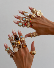 Detail view of Golden Muse 35-Piece Ring Set by Zodiglow