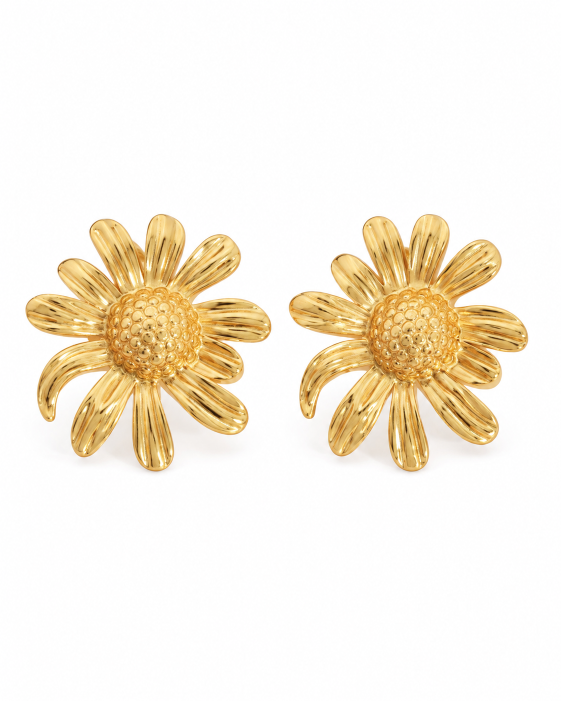 Close-up view of Golden Muse Stud Earrings by Zodiglow
