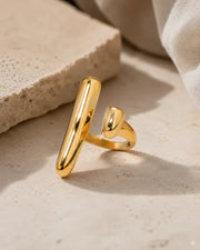 Detail view of Golden Sculpt Adjustable Ring by Zodiglow
