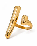 Front view of Golden Sculpt Adjustable Ring by Zodiglow
