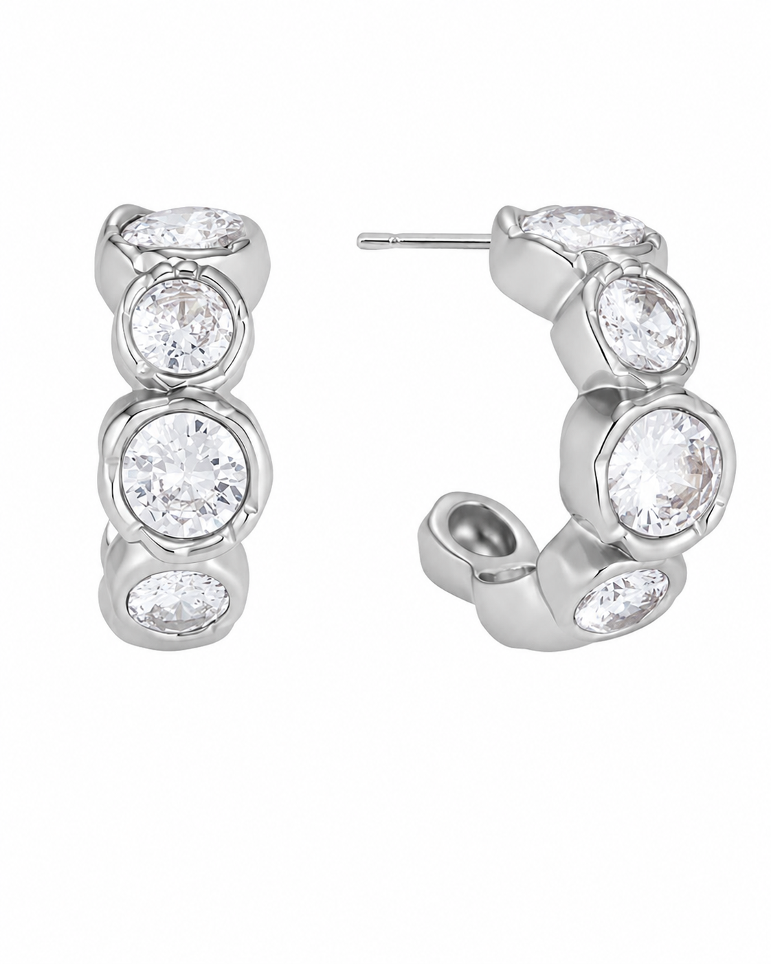 Alternate view of Graduated Stone Huggie Hoops by Zodiglow
