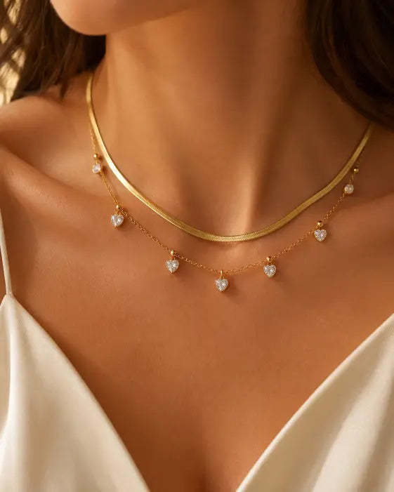 Alternate view of Heartbeat Sugar Crystal Layered Necklace by Zodiglow