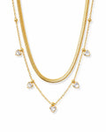 Front view of Heartbeat Sugar Crystal Layered Necklace by Zodiglow