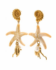 Front view of Ivory Reef Starfish Drop Earrings by Zodiglow