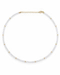 Front view of June Birthstone Blue Moonstone Beaded Necklace by Zodiglow