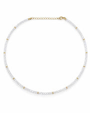 Front view of June Birthstone Blue Moonstone Beaded Necklace by Zodiglow