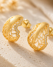Detail view of Laceleaf Reverie Stud Earrings by Zodiglow