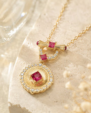 Detail view of Rouge Lumière Ruby Pendant Necklace by Zodiglow