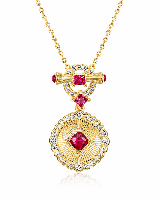 Front view of Rouge Lumière Ruby Pendant Necklace by Zodiglow