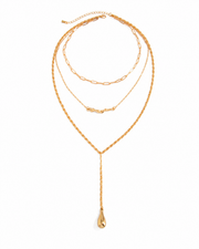 Front view of Layered Drop Y Necklace by Zodiglow