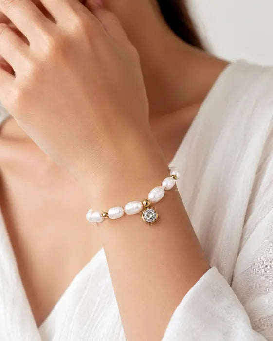 Alternate view of Pearl Spark Charm Bracelet by Zodiglow