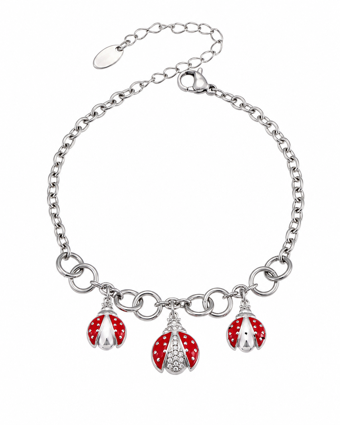 Side view of Lucky Ladybug Charm Necklace & Bracelet by Zodiglow