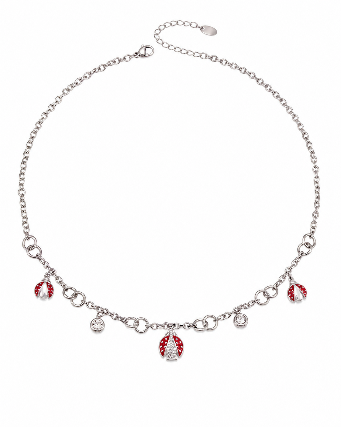 Styled view of Lucky Ladybug Charm Necklace & Bracelet by Zodiglow