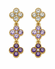 Detail view of Aurelia Clover Garden Zircon Drop Earrings by Zodiglow