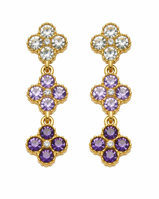 Detail view of Aurelia Clover Garden Zircon Drop Earrings by Zodiglow