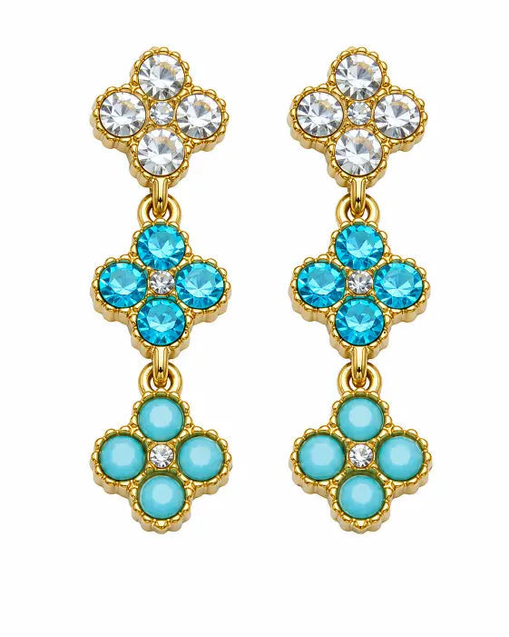Side view of Aurelia Clover Garden Zircon Drop Earrings by Zodiglow