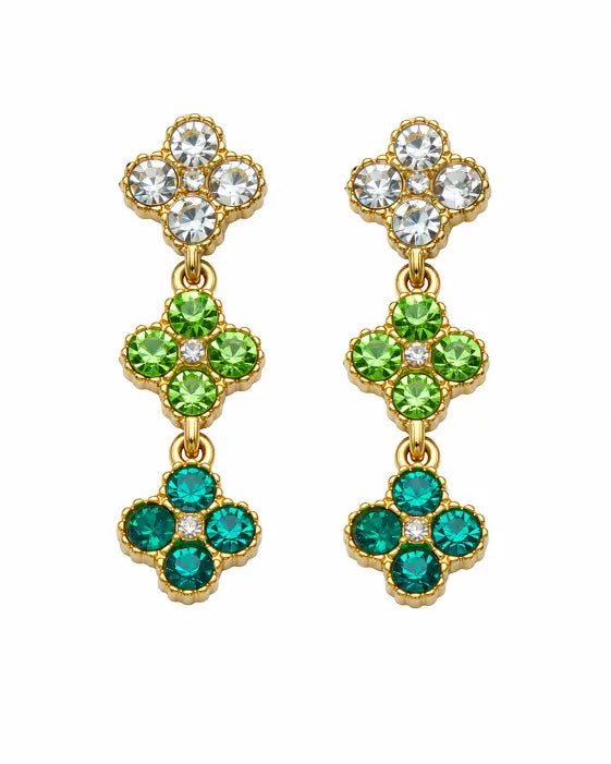 Styled view of Aurelia Clover Garden Zircon Drop Earrings by Zodiglow