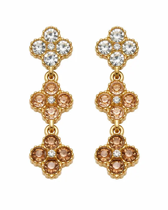 Additional view 8 of Aurelia Clover Garden Zircon Drop Earrings by Zodiglow