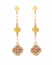 Close-up view of Lumi Clover Drop Earrings by Zodiglow