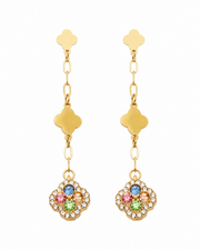 Side view of Lumi Clover Drop Earrings by Zodiglow