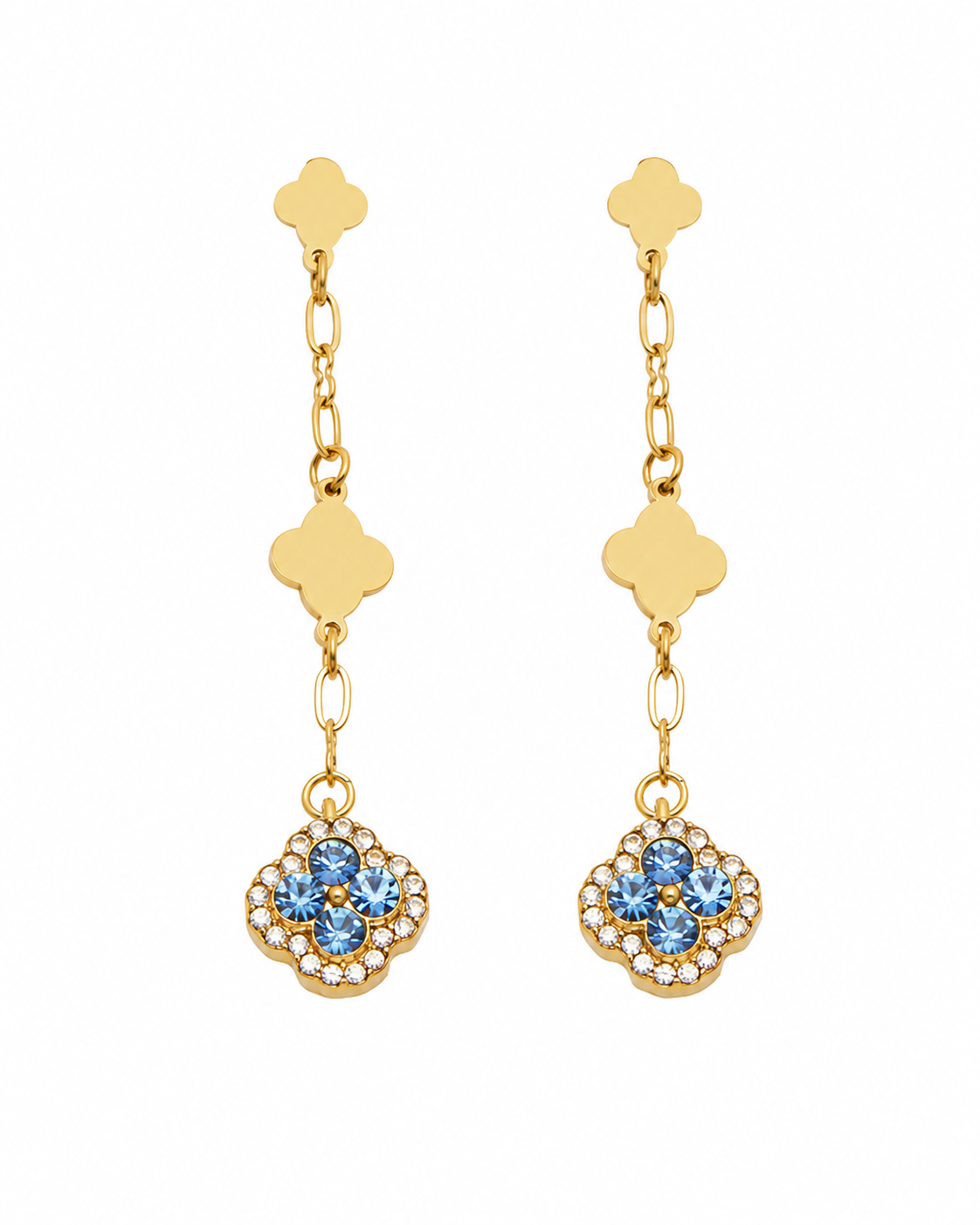 Styled view of Lumi Clover Drop Earrings by Zodiglow