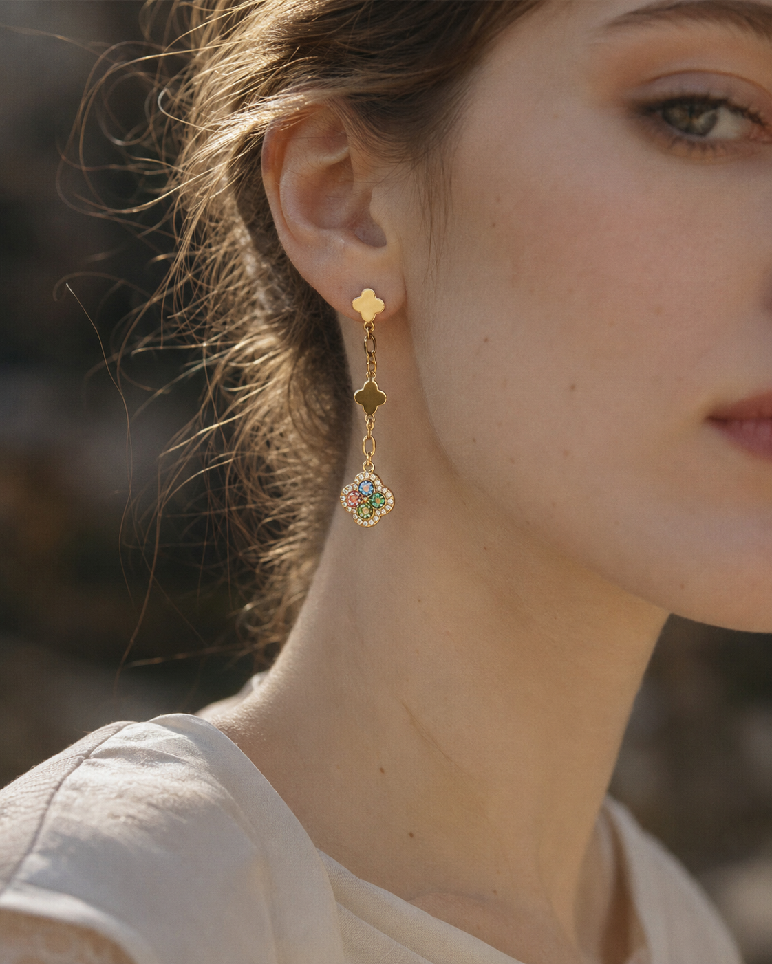 Additional view 10 of Lumi Clover Drop Earrings by Zodiglow