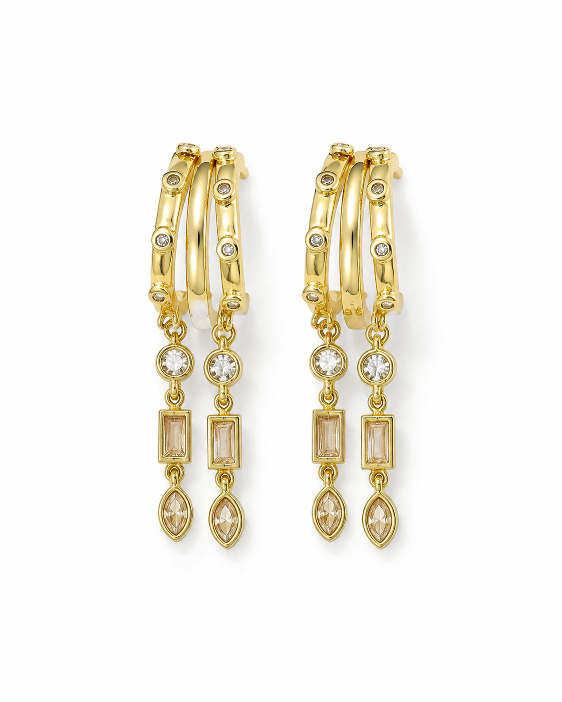 Front view of Lumi Double Drop Earrings by Zodiglow