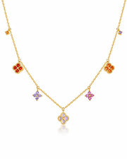 Front view of Lumière Clover Multicolor Necklace by Zodiglow