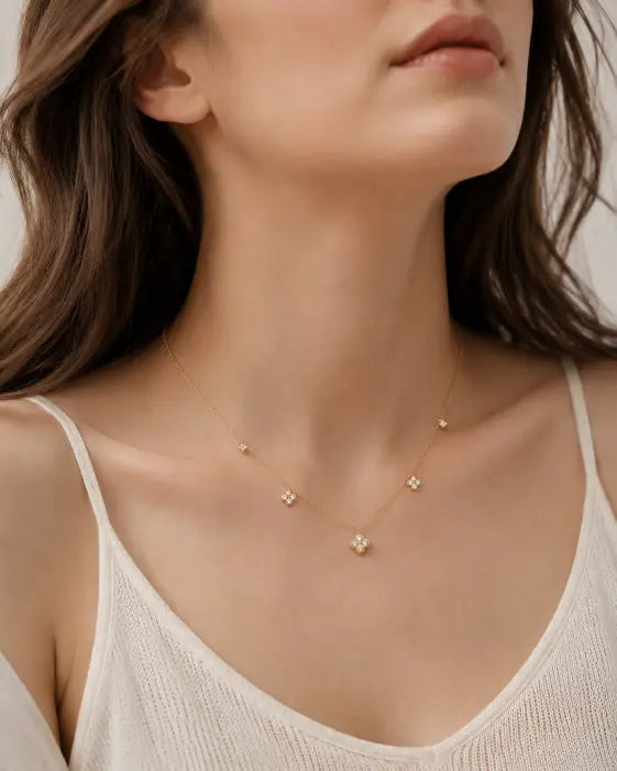 Alternate view of Lumière Clover White Diamond Necklace by Zodiglow