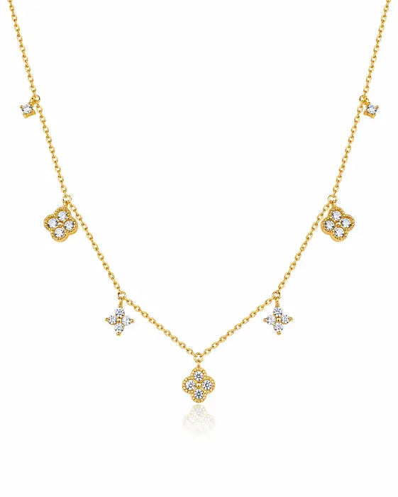 Lumière Clover White Diamond Necklace
