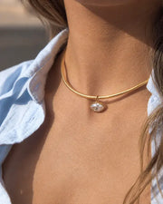 Alternate view of Lumière Gold Eye Zircon Choker Necklace by Zodiglow