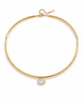 Front view of Lumière Gold Eye Zircon Choker Necklace by Zodiglow