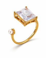Detail view of Lumière Sculptural Zircon Ring Collection by Zodiglow