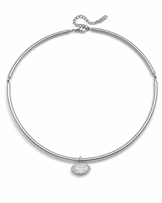 Lumière Silver Marquise Zircon Choker Necklace