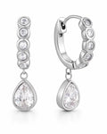 Front view of Luna Drop Hoop Earrings by Zodiglow